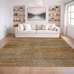 Machine Washable Vico Khaki 6\'6\" x 9\'6\" Rug