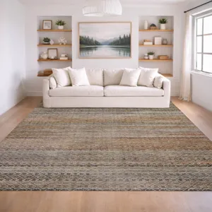 Machine Washable Vico Khaki 3\' x 5\' Rug