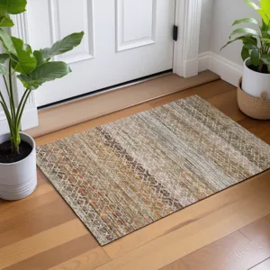 Machine Washable Vico Khaki 1\'8\" x 2\'6\" Rug