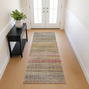 Machine Washable Vico Multi 2\'3\" x 7\'6\" Runner Rug