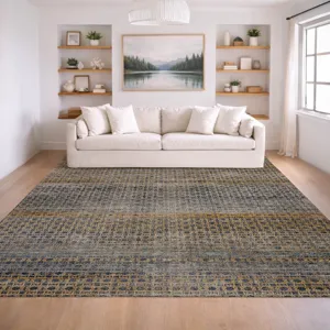 Machine Washable Vico Navy 6\'6\" x 9\'6\" Rug
