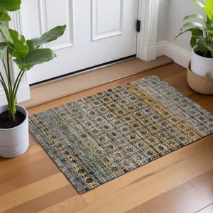 Machine Washable Vico Navy 1\'8\" x 2\'6\" Rug
