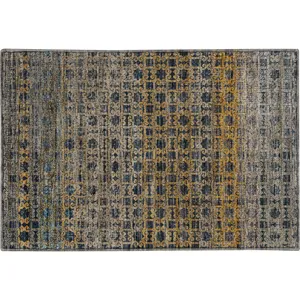 Machine Washable Vico Navy 1\'8\" x 2\'6\" Rug
