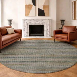 Machine Washable Vico Teal 8\' x 8\' Round Rug
