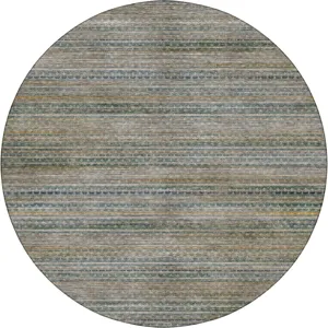 Machine Washable Vico Teal 8' x 8' Round Rug