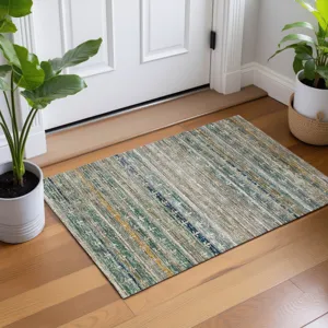 Machine Washable Vico Teal 1\'8\" x 2\'6\" Rug