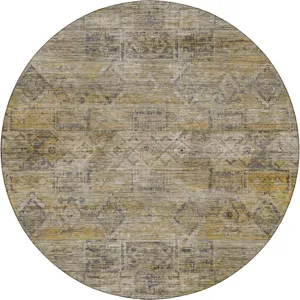 Machine Washable Vico Gold 8' x 8' Round Rug