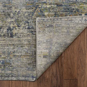 Machine Washable Vico Navy 2\'3\" x 7\'6\" Runner Rug