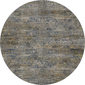 Machine Washable Vico Navy 8' x 8' Round Rug