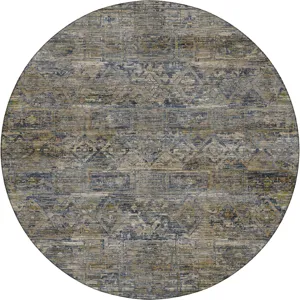 Machine Washable Vico Navy 8' x 8' Round Rug