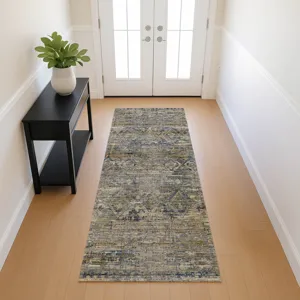 Machine Washable Vico Navy 2\'3\" x 7\'6\" Runner Rug