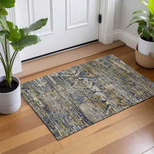 Machine Washable Vico Navy 1\'8\" x 2\'6\" Rug