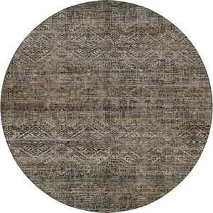 Machine Washable Vico Black 8' x 8' Round Rug