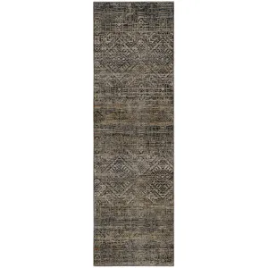 Machine Washable Vico Black 2\'3\" x 7\'6\" Runner Rug