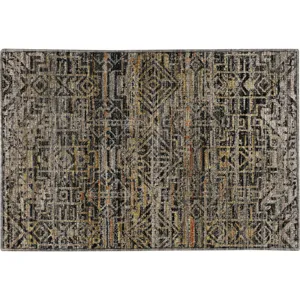 Machine Washable Vico Black 1\'8\" x 2\'6\" Rug