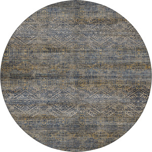 Machine Washable Vico Navy 8' x 8' Round Rug