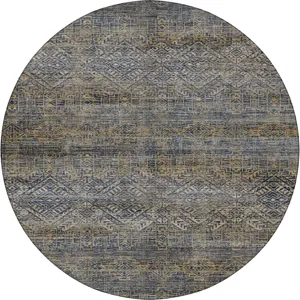 Machine Washable Vico Navy 8' x 8' Round Rug