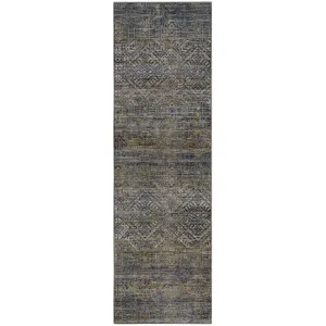 Machine Washable Vico Navy 2\'3\" x 7\'6\" Runner Rug