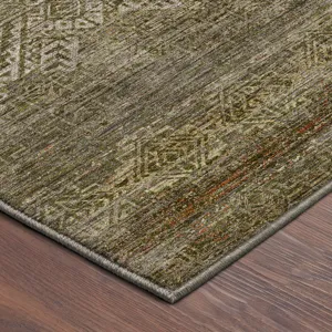 Machine Washable Vico Olive 8\' x 8\' Round Rug