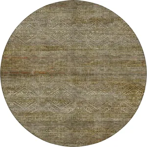 Machine Washable Vico Olive 8' x 8' Round Rug