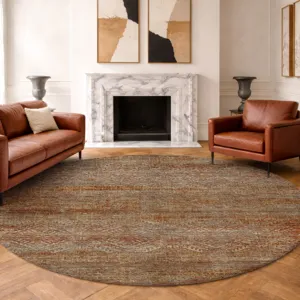 Machine Washable Vico Paprika 8\' x 8\' Round Rug