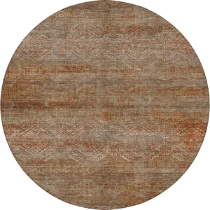 Machine Washable Vico Paprika 8' x 8' Round Rug