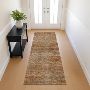 Machine Washable Vico Paprika 2\'3\" x 7\'6\" Runner Rug