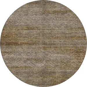 Machine Washable Vico Taupe 8' x 8' Round Rug