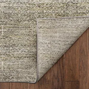 Machine Washable Vico Khaki 2\'3\" x 7\'6\" Runner Rug