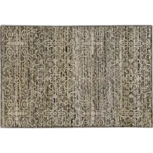 Machine Washable Vico Khaki 1\'8\" x 2\'6\" Rug