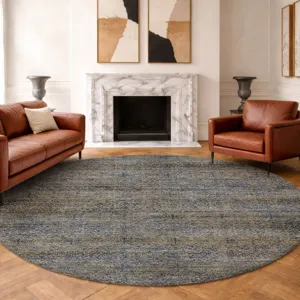 Machine Washable Vico Navy 8\' x 8\' Round Rug