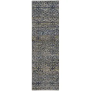 Machine Washable Vico Navy 2'3" x 7'6" Runner Rug