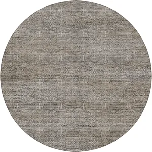 Machine Washable Vico Silver 8' x 8' Round Rug