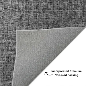 Luxury Washable Voyage Charcoal 2\'3\" x 7\'6\" Runner Rug