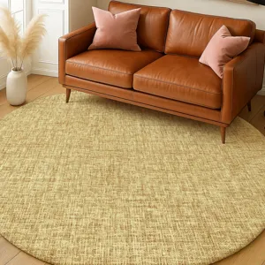Luxury Washable Voyage Gold 8\' x 8\' Round Rug
