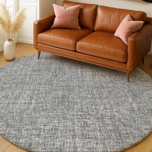 Luxury Washable Voyage Gray 8\' x 8\' Round Rug