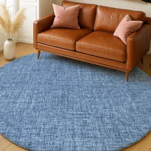 Luxury Washable Voyage Navy 8\' x 8\' Round Rug