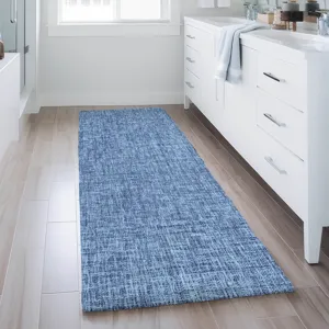 Luxury Washable Voyage Navy 2\'3\" x 7\'6\" Runner Rug