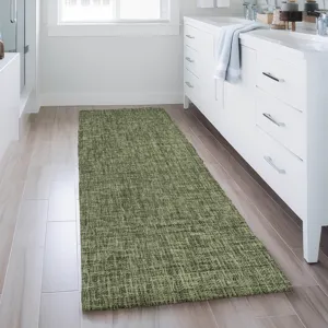 Luxury Washable Voyage Olive 2\'3\" x 7\'6\" Runner Rug