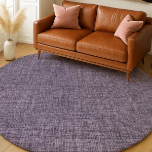 Luxury Washable Voyage Plum 8\' x 8\' Round Rug