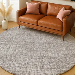 Luxury Washable Voyage Taupe 8\' x 8\' Round Rug