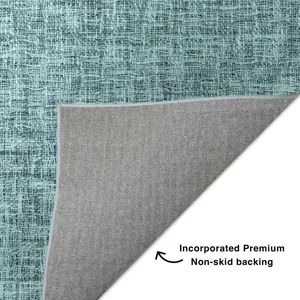 Luxury Washable Voyage Teal 2\'3\" x 7\'6\" Runner Rug