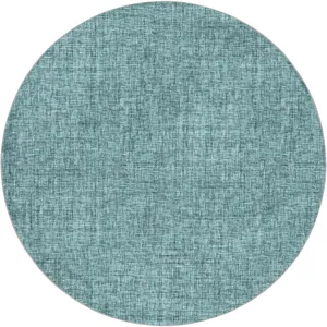 Luxury Washable Voyage Teal 8\' x 8\' Round Rug