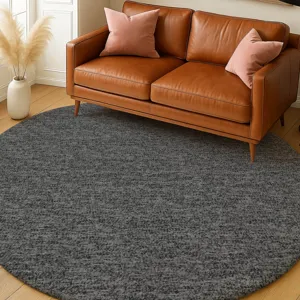 Luxury Washable Voyage Charcoal 8\' x 8\' Round Rug