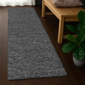 Luxury Washable Voyage Charcoal 2\'3\" x 7\'6\" Runner Rug