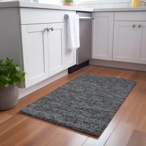 Luxury Washable Voyage Charcoal 1\'8\" x 2\'6\" Rug