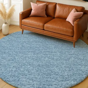 Luxury Washable Voyage Denim 8\' x 8\' Round Rug