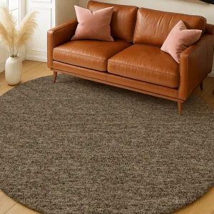 Luxury Washable Voyage Mocha 8\' x 8\' Round Rug