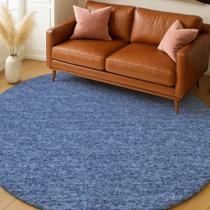 Luxury Washable Voyage Navy 8\' x 8\' Round Rug