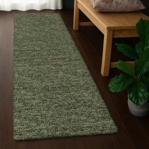 Luxury Washable Voyage Olive 2\'3\" x 7\'6\" Runner Rug
